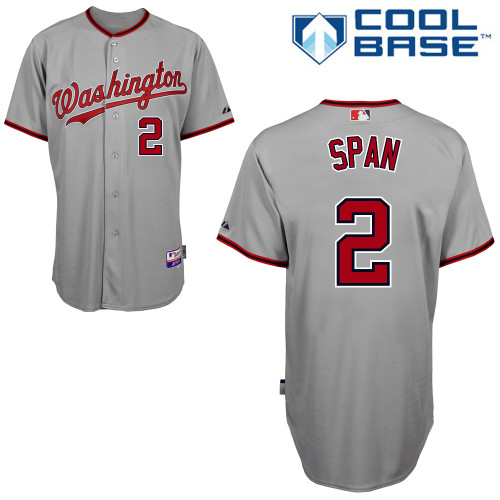 Denard Span #2 MLB Jersey-Washington Nationals Men's Authentic Road Gray Cool Base Baseball Jersey